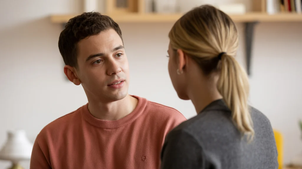two people in conversation